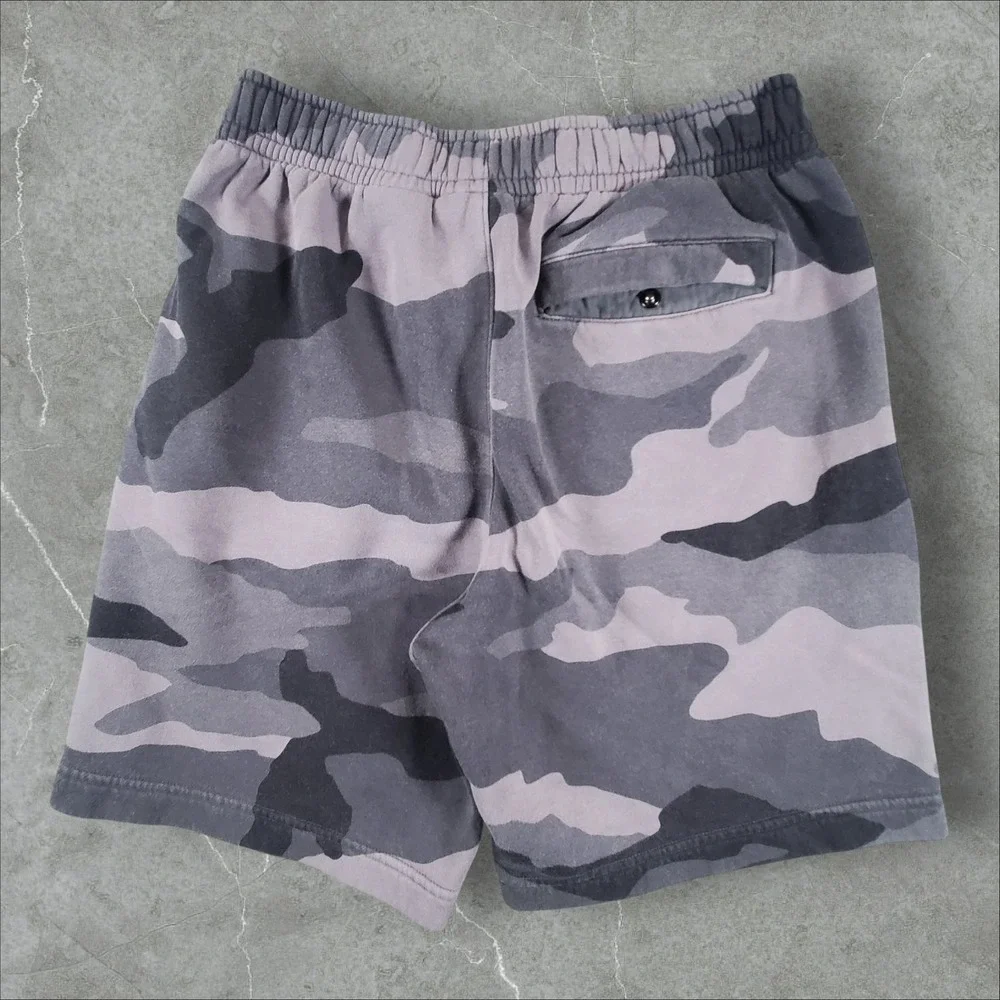 Nike Fleece Shorts Mens Small Grey Camo Club Sportswear CJ9931-022